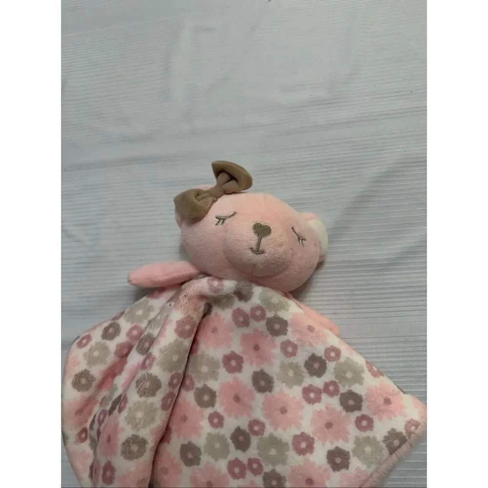 Dream Gro Pink Bear Lovey Plush Rattle Security Blanket Teether Sensory Toy